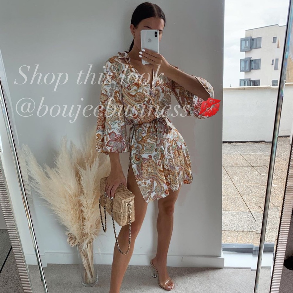 ZARA BNWT Flowy Printed Shirt Dress - Picture 6 of 10